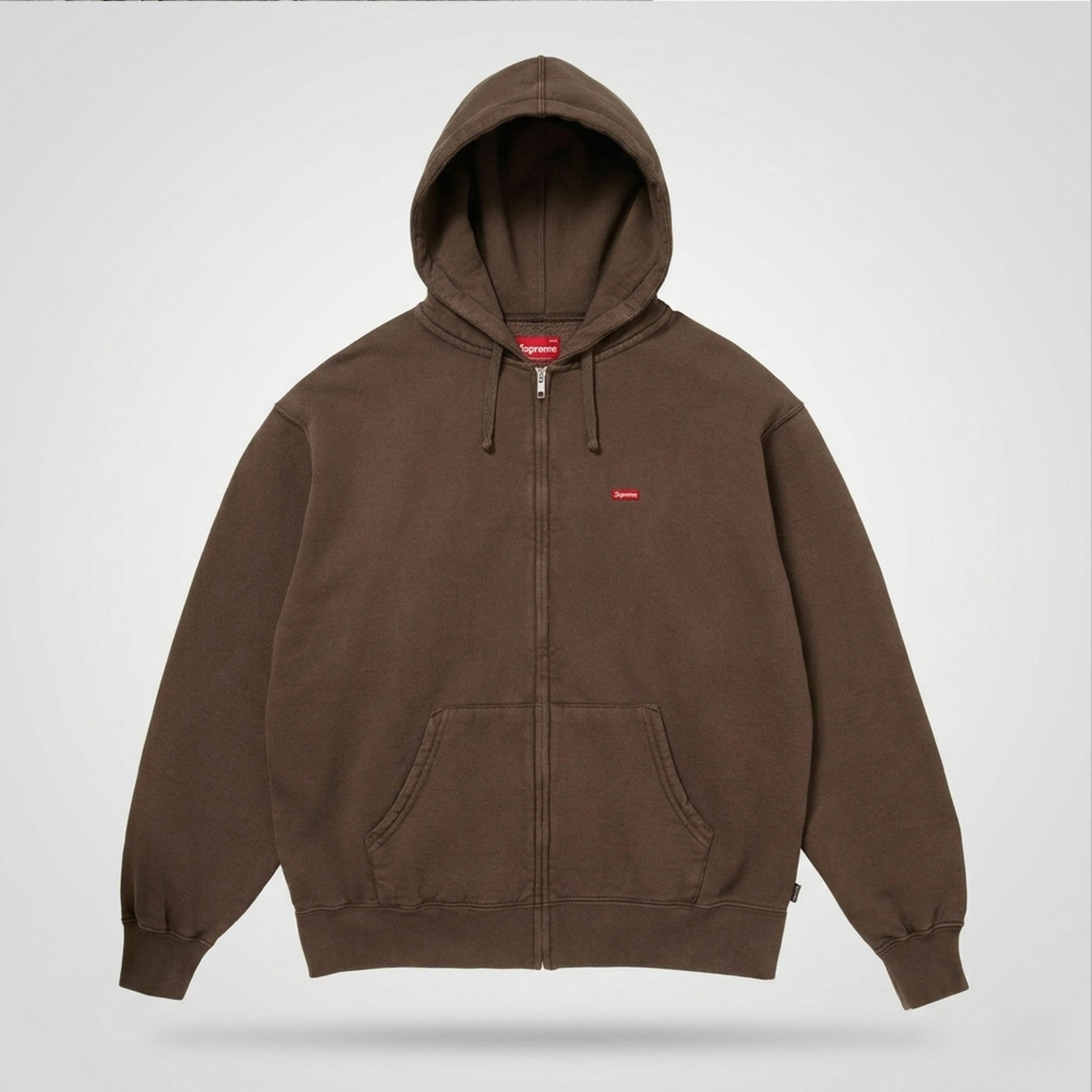 Sudadera Supreme Small Box con capucha (FW25), color cafe